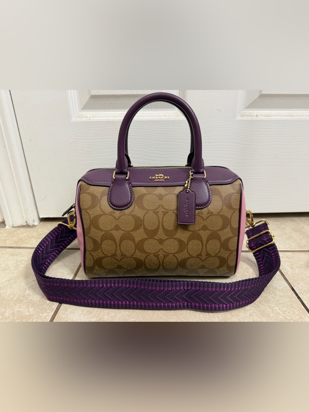 Coach Mini Bennett Satchel - Signature Pink and Purple